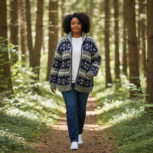 Los Americas Wool Cardigan Sweater Navy Gray